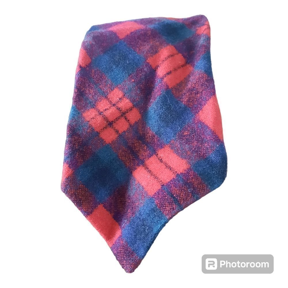 Vtg Pendleton Woolen Mills Red/Blue Tartan Plaid Wool Tie Slim Mod Made In USA